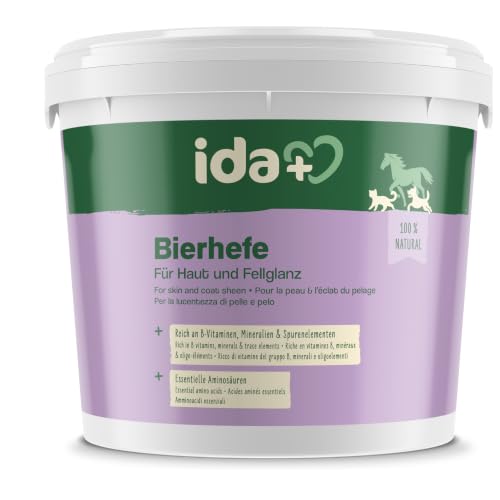 Ida Plus - Reines Bierhefe-Pulver - 3 kg - 100% Naturprodukt für Hunde, Katzen & Pferde - Futterergänzung für glänzendes Fell & kräftige Haut - reich an B-Vitaminen, Mineralien & Spurenelemente